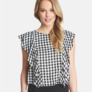 1. State Gingham Ruffled Blouse (S)